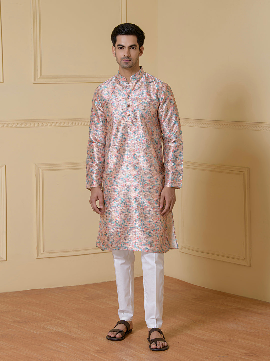 Pastel Melange Printed Men s Kurta S