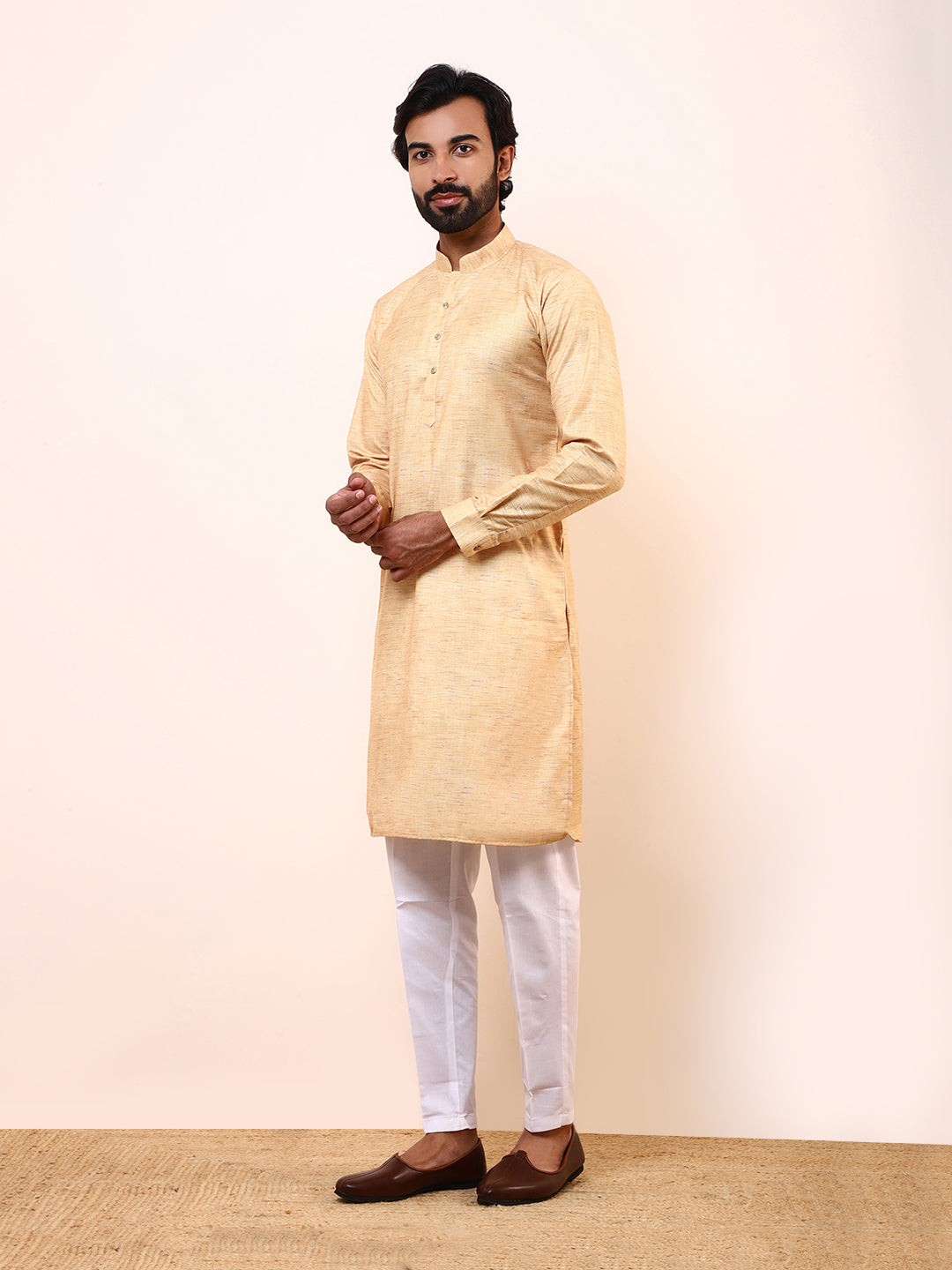 Elegant Beige Solid Men’s Kurta