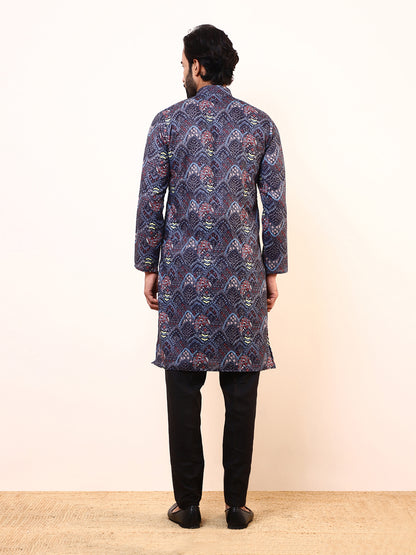 Deep Blue Printed Men’s Kurta