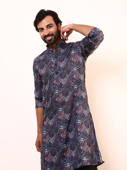 Deep Blue Printed Men’s Kurta