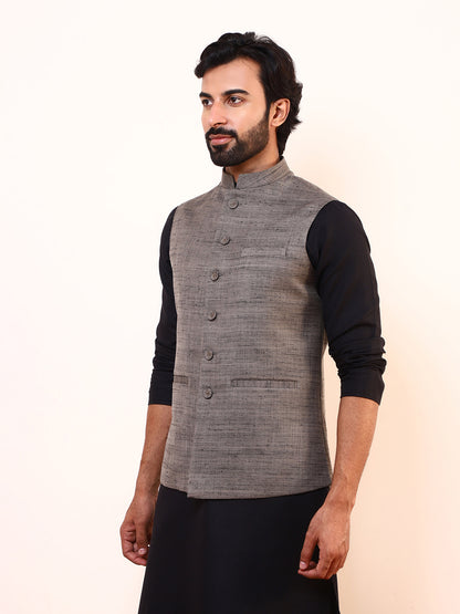 Cement Grey Linen Men’s Nehru Jacket