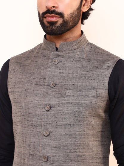 Cement Grey Linen Men’s Nehru Jacket