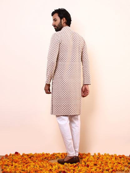 Refined Pink Embroidered Men’s Kurta