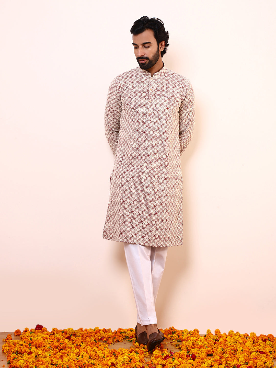 Refined Pink Embroidered Men’s Kurta