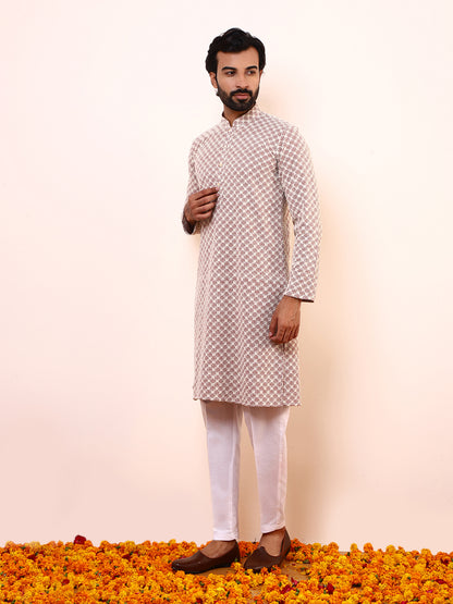 Refined Pink Embroidered Men’s Kurta