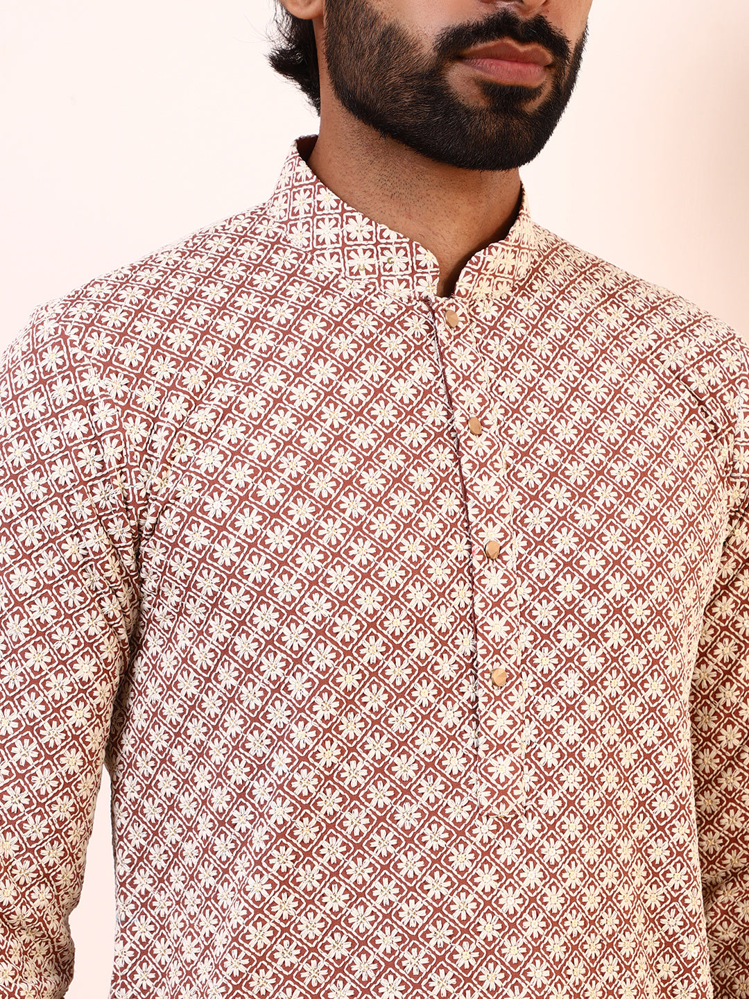 Refined Pink Embroidered Men’s Kurta