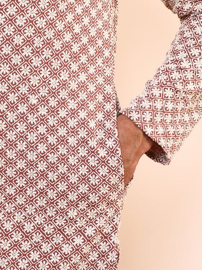 Refined Pink Embroidered Men’s Kurta