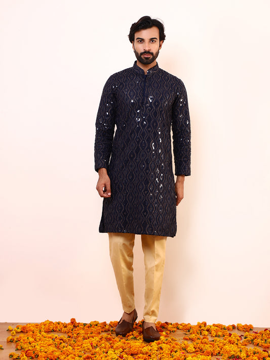 Royal Blue Embellished Men’s Kurta