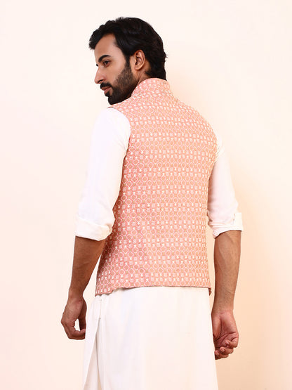 Blush Pink Embroidered Men’s Nehru Jacket