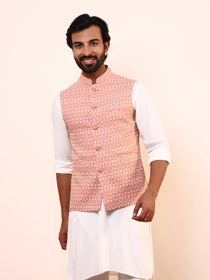 Blush Pink Embroidered Men’s Nehru Jacket