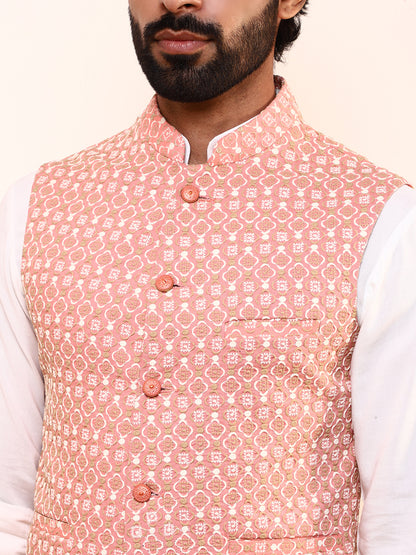 Blush Pink Embroidered Men’s Nehru Jacket