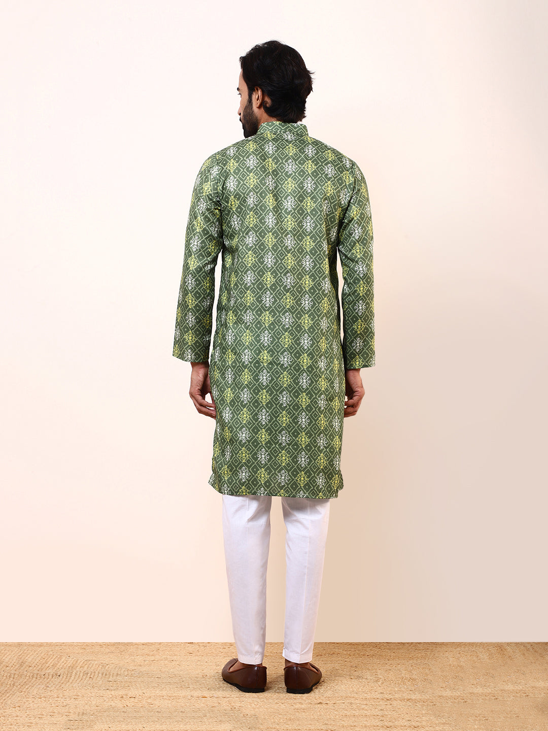 Mehendi Green Printed Men’s Kurta