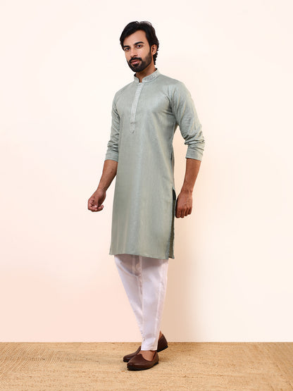 Earthy Green Linen Men’s Kurta