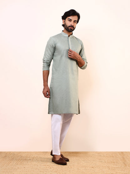 Earthy Green Linen Men’s Kurta