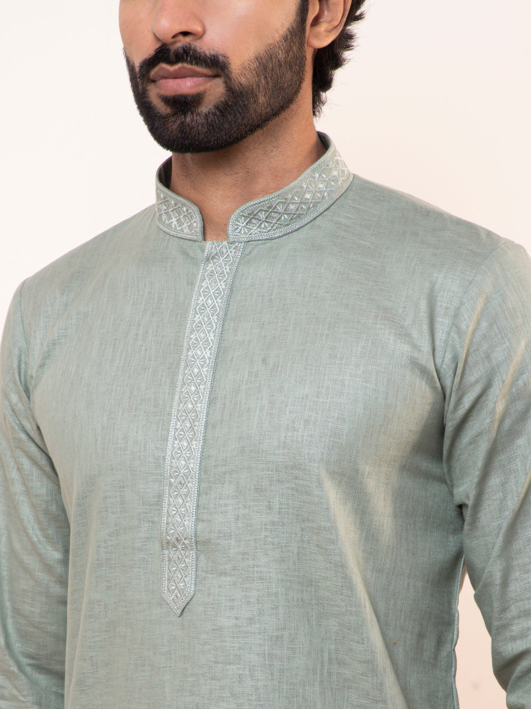 Earthy Green Linen Men’s Kurta