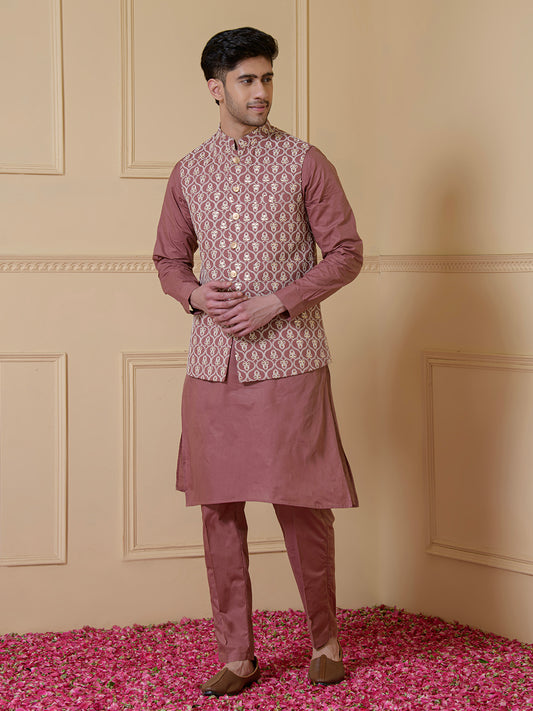 Blush Pink Embroidered Men's Kurta Set