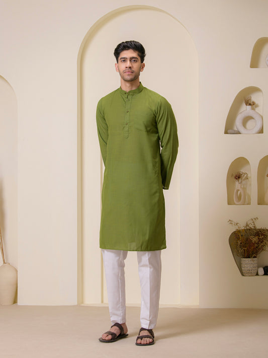 Earthy Olive Solid Men's Kurta