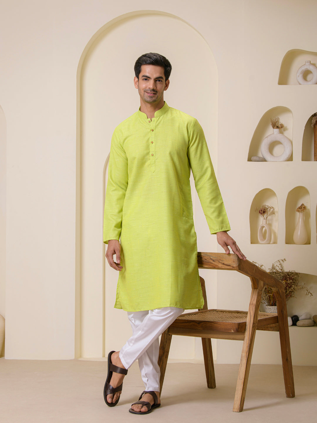 Mint Green Solid Men's Kurta