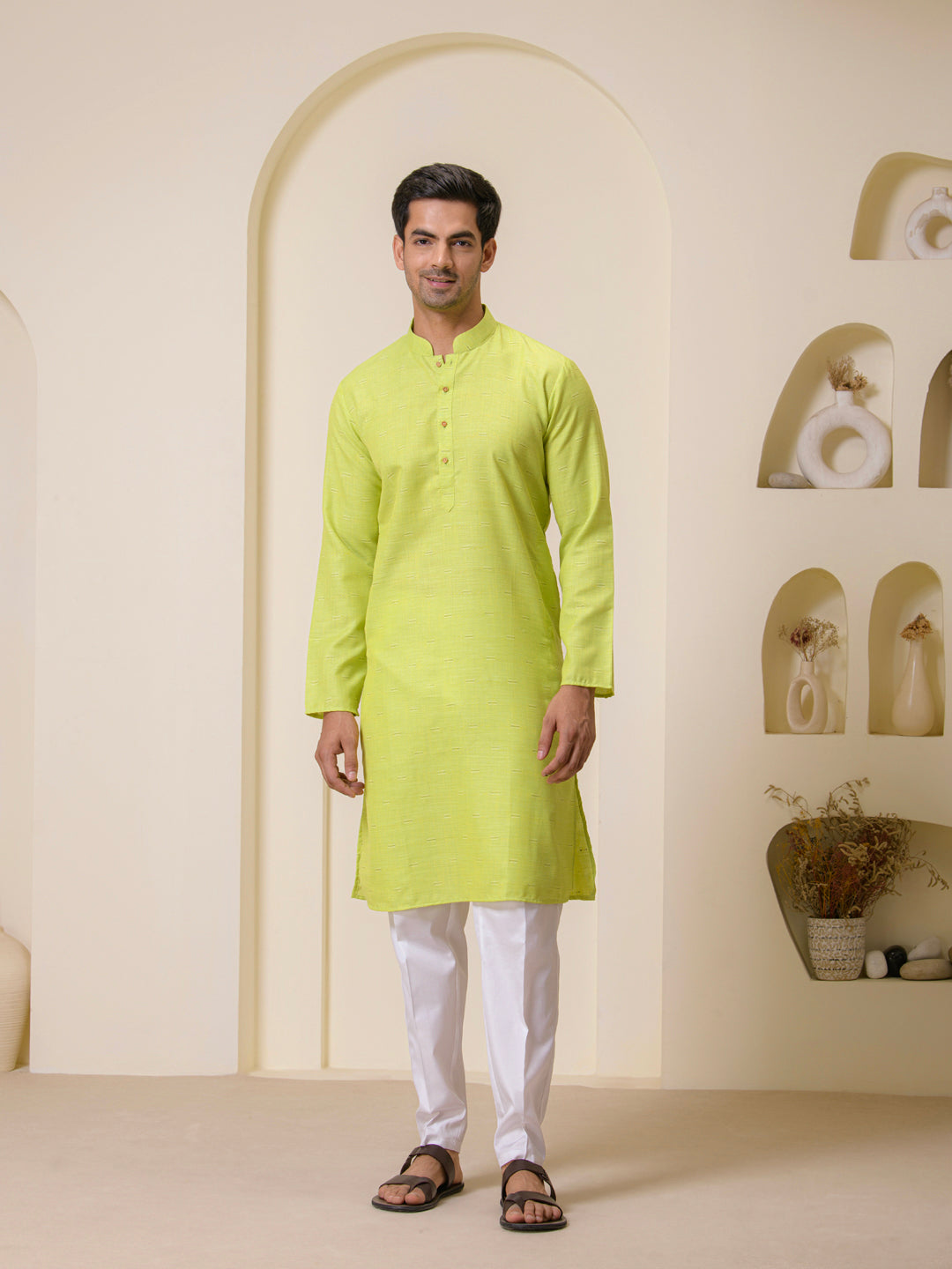 Mint Green Solid Men's Kurta