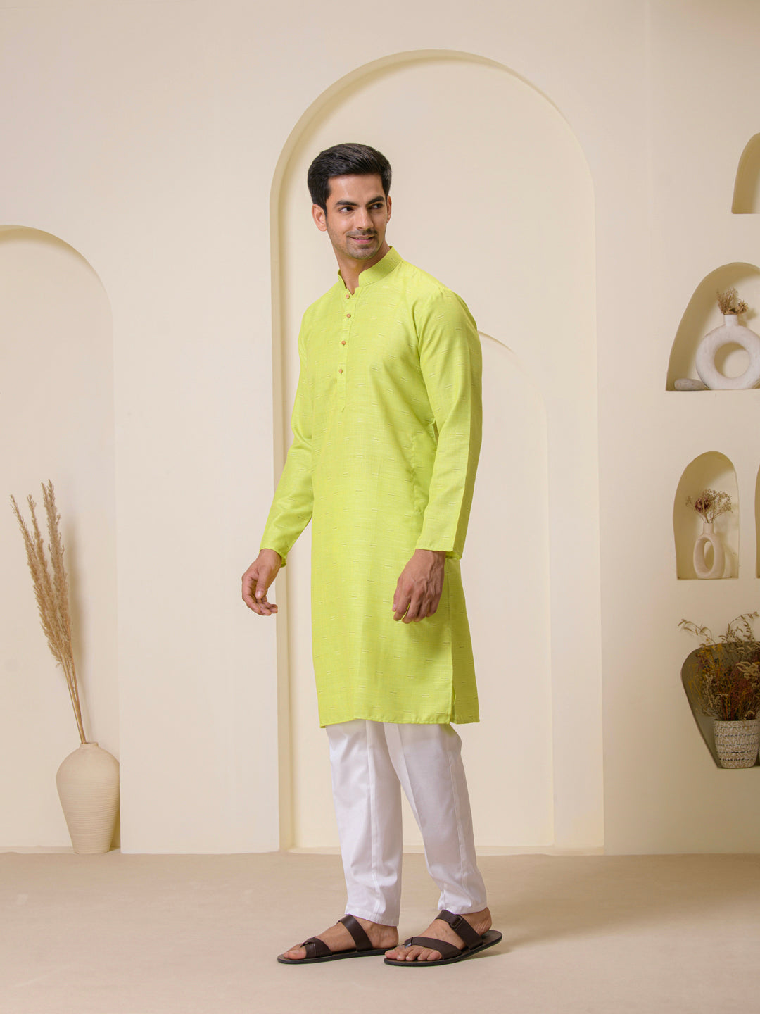 Mint Green Solid Men's Kurta