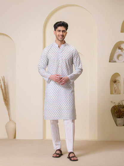 Pastel Green Printed Motifs Men’s Kurta