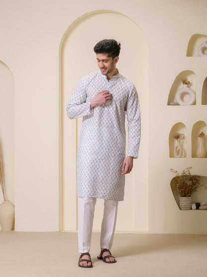 Pastel Green Printed Motifs Men’s Kurta