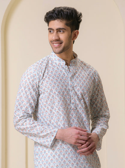 Pastel Green Printed Motifs Men’s Kurta