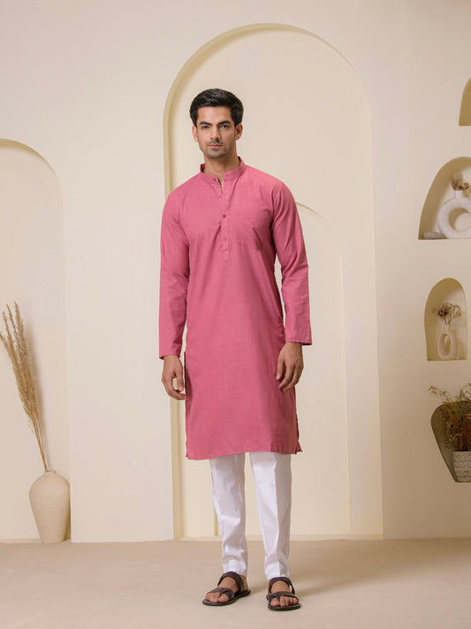 Blush Pink Solid Men’s Kurta