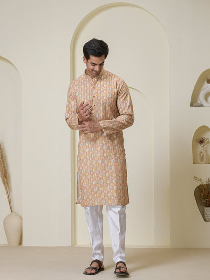 Mustard Mosaic Printed Men’s Kurta