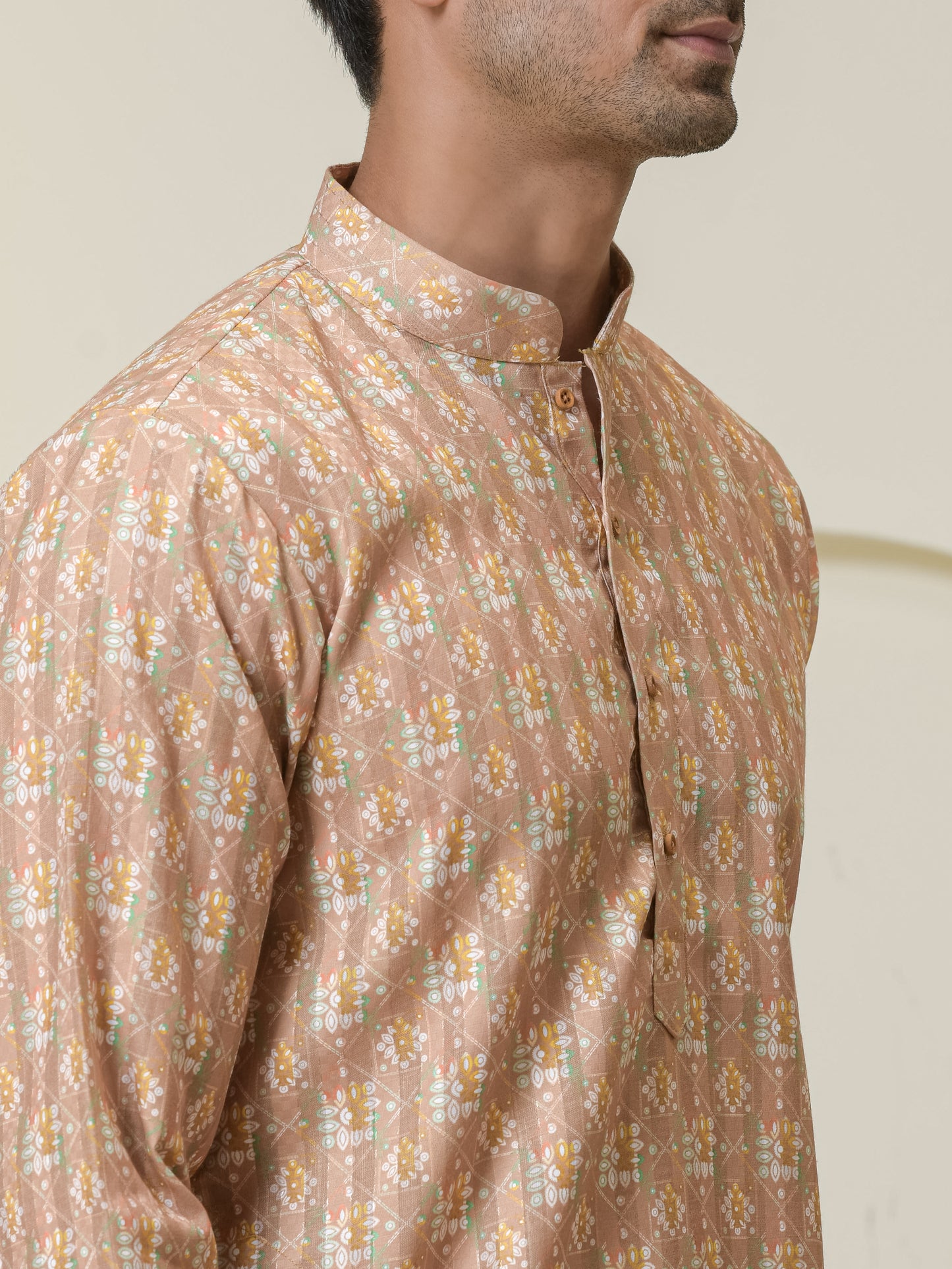 Mustard Mosaic Printed Men’s Kurta