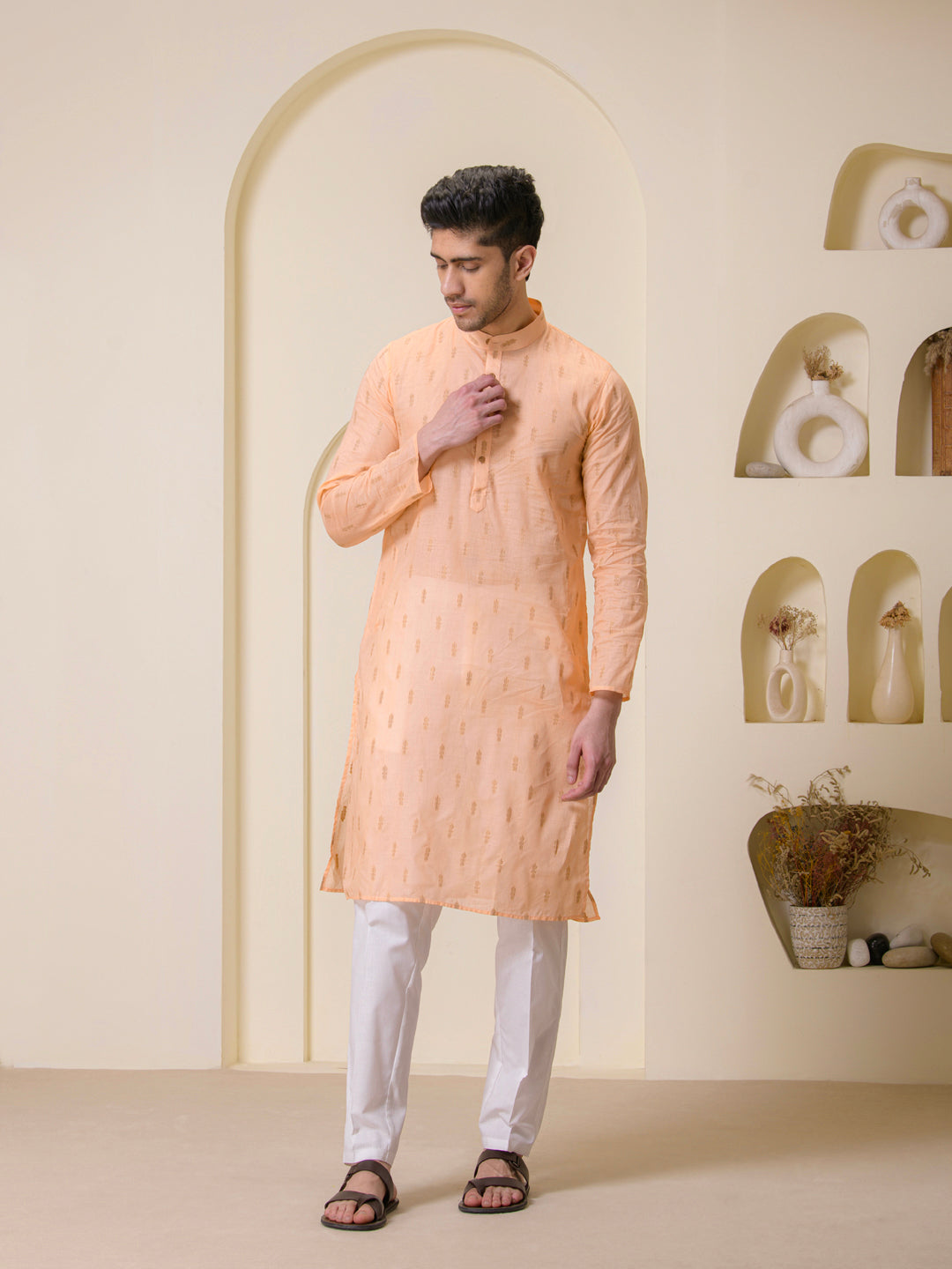 Peach Blossom Cotton Men's Kurta