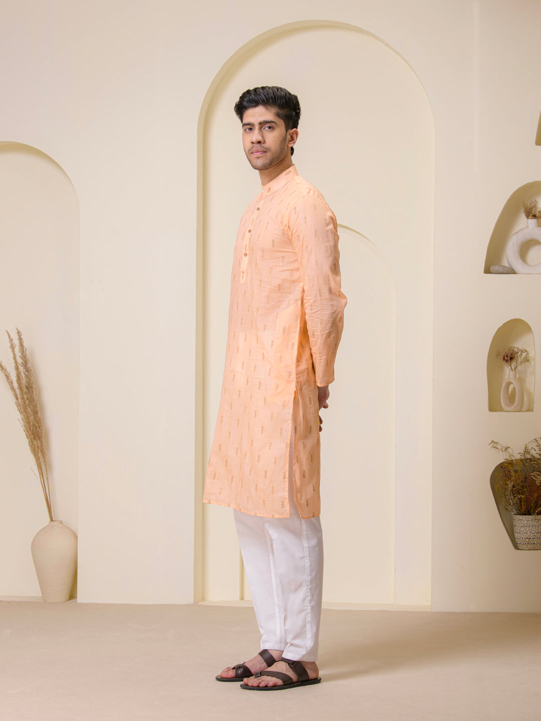 Peach Blossom Cotton Men's Kurta