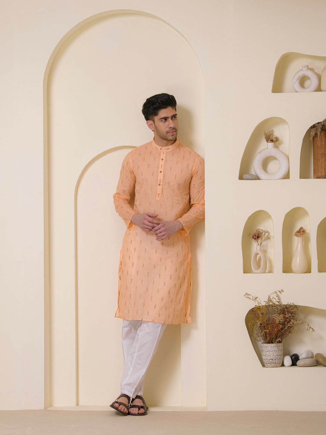 Peach Blossom Cotton Men's Kurta