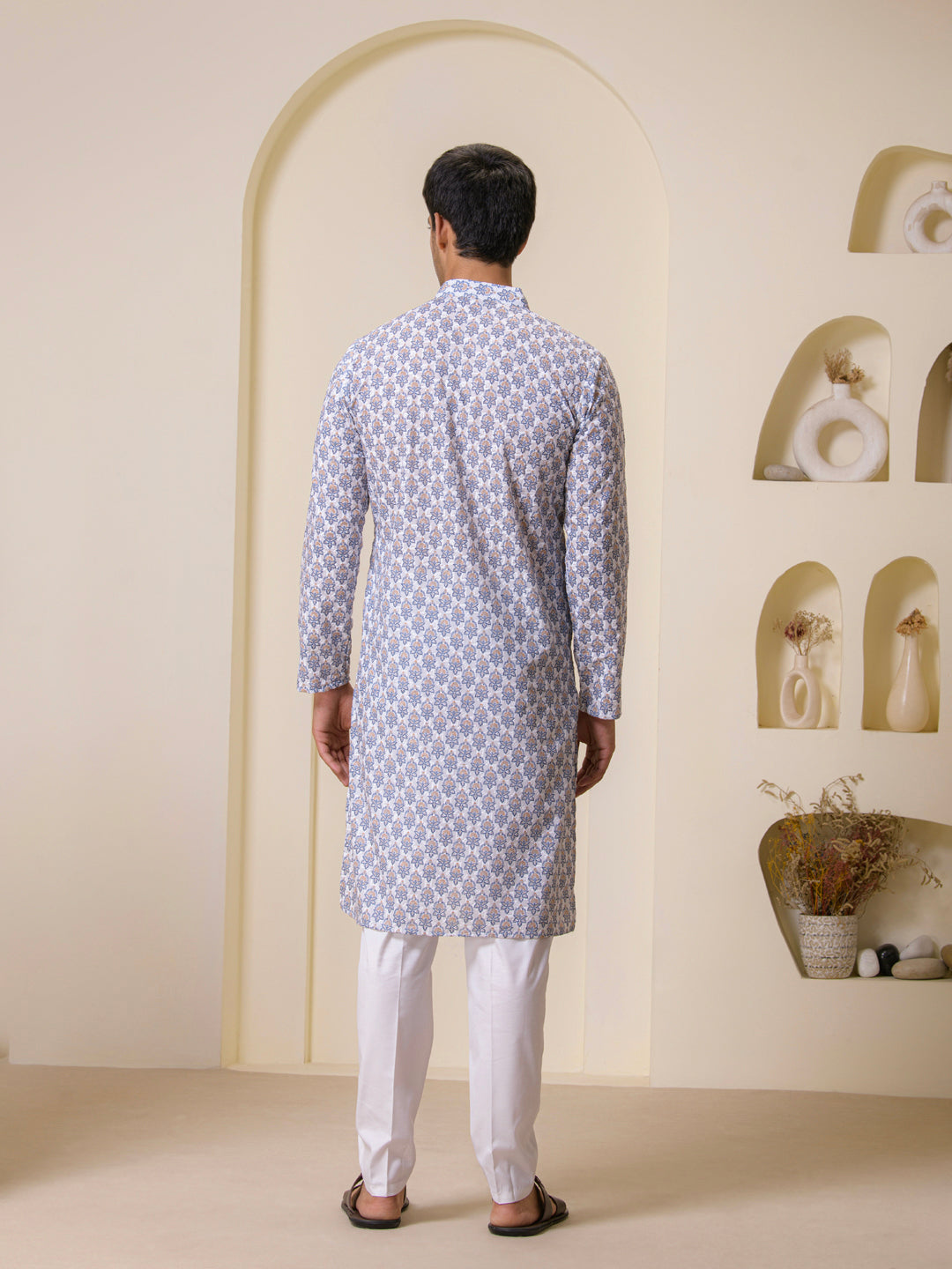 Sandstone Blue Printed Men's Kurta