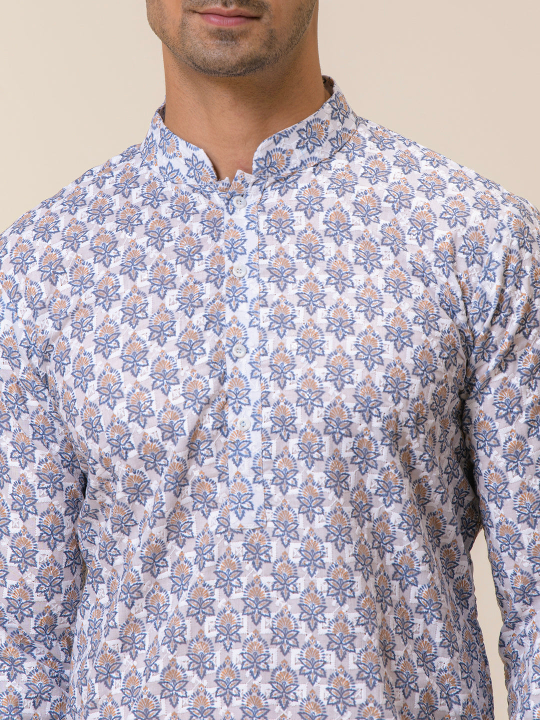 Sandstone Blue Printed Men's Kurta