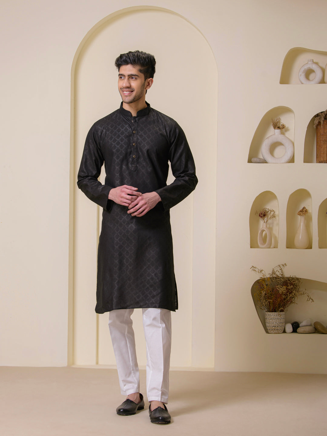 Midnight Black Men's Kurta