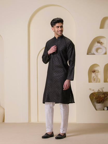 Midnight Black Men's Kurta