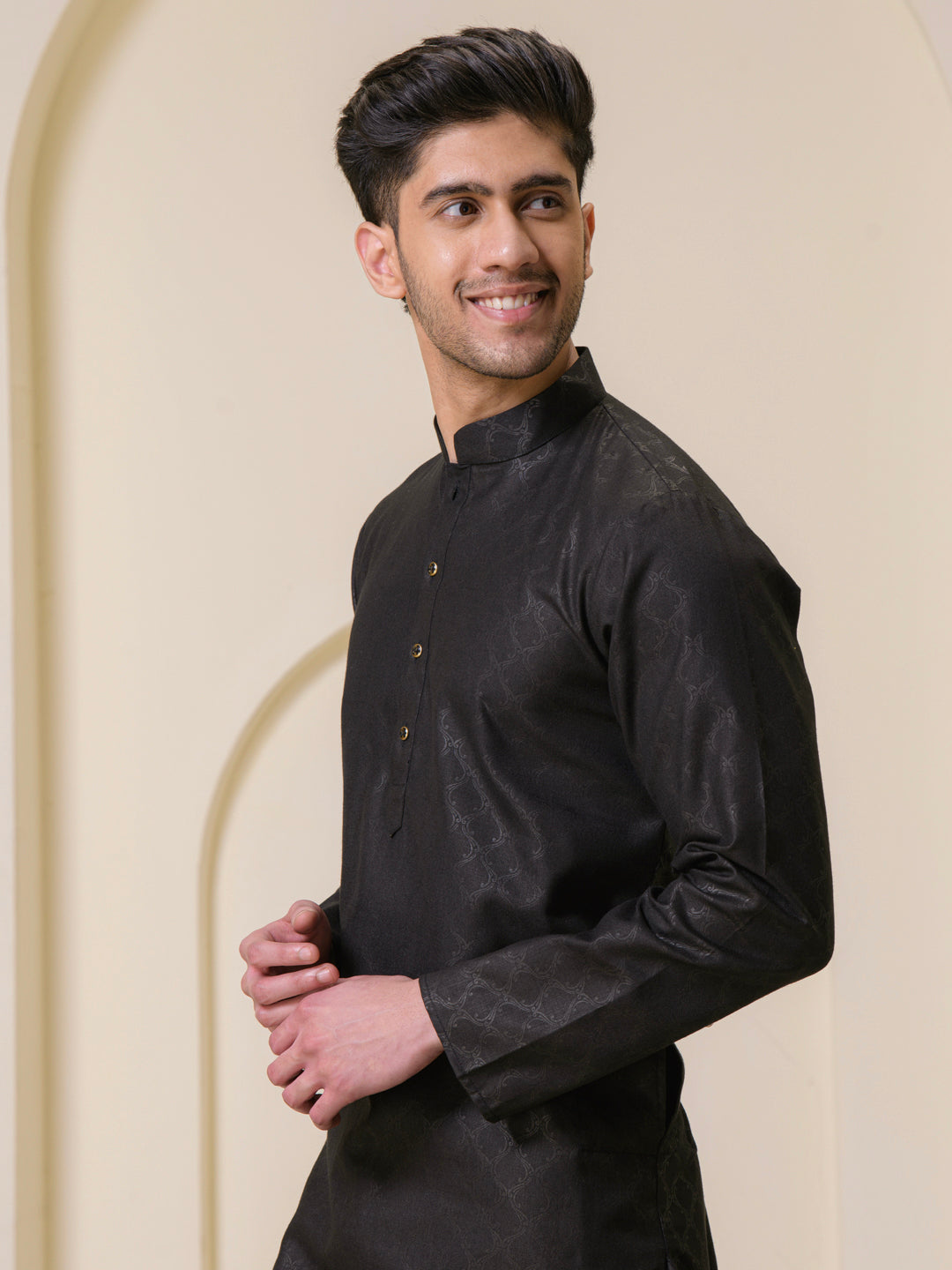 Midnight Black Men's Kurta