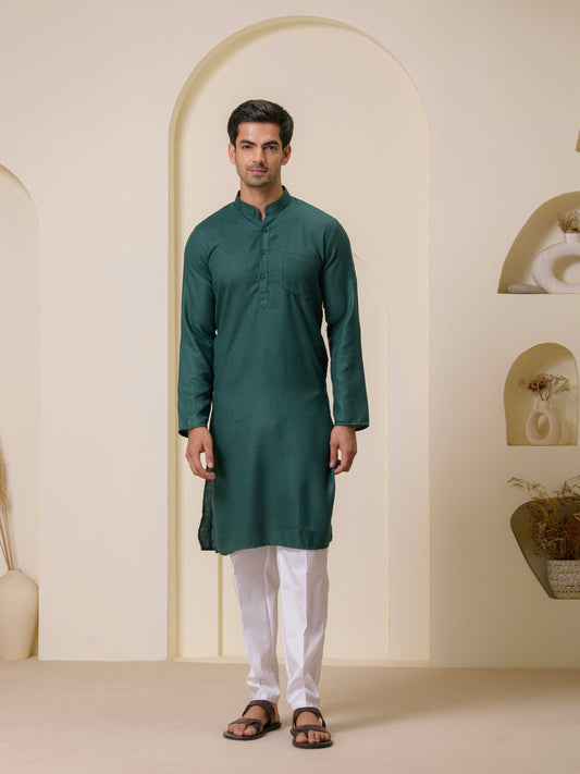 Bottle Green Solid Men’s Kurta