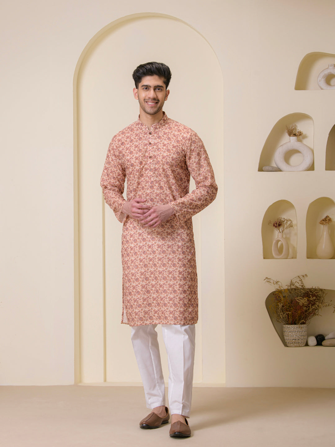 Blossom Brown Printed Men's Kurta