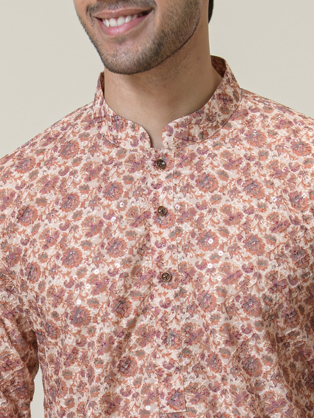 Blossom Brown Printed Men's Kurta