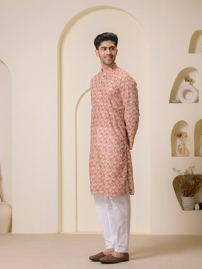 Blossom Brown Printed Men's Kurta