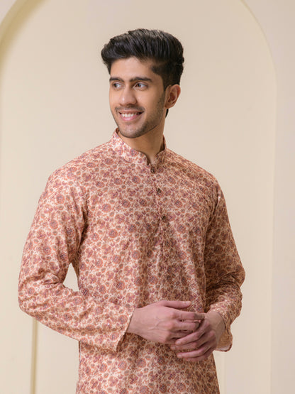 Blossom Brown Printed Men's Kurta