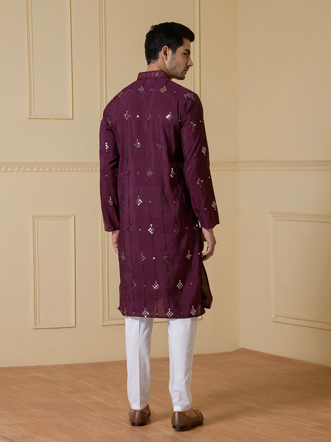 Opulent Wine Mirrored Men's Kurta