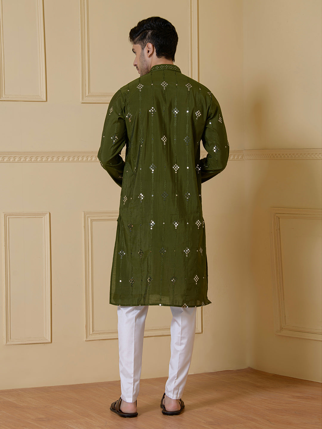 Reflective Olive Mirrored Men's Kurta